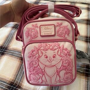 Loungefly Pink Marie Embroidered Crossbody Bag